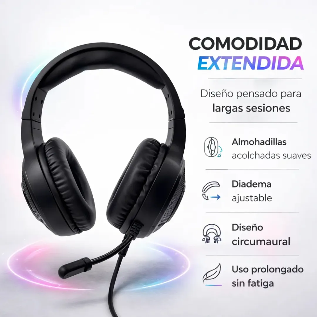 AUDIFONOS DIADEMA GAMER WEIBO G50 RGB HEADSET