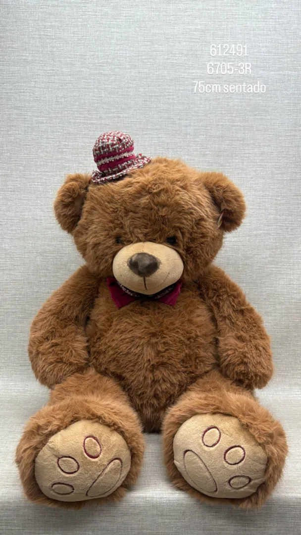 OSO MARRON PELUDITO CON SOMBRERO 80 CM