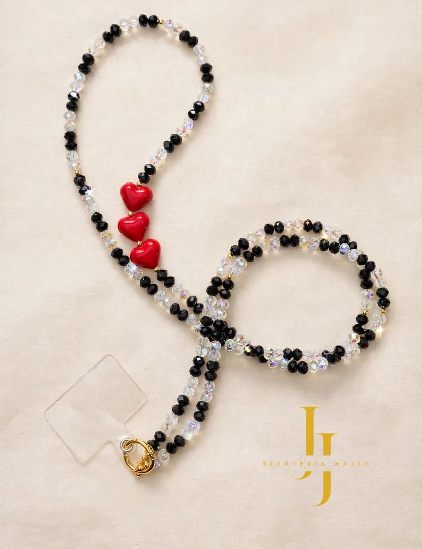Phone Strap Amour Noir - Triple Corazón