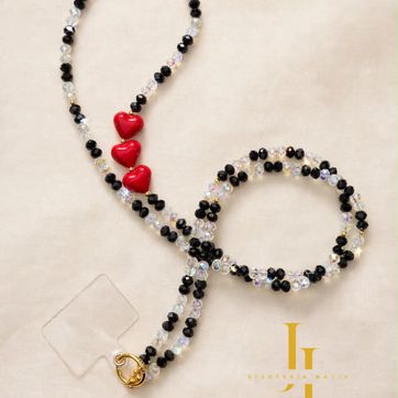 Imagen del producto Phone Strap Amour Noir - Triple Corazón