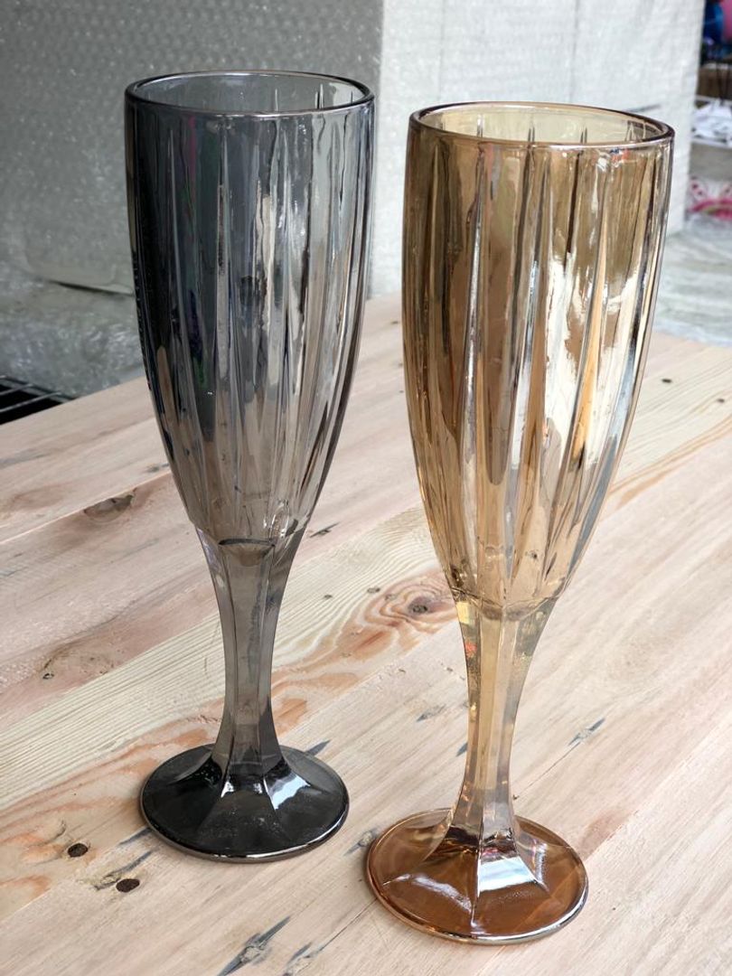 COPA CHAMPAÑA DORADA ESPEJO RAYAS 22 CM 6522