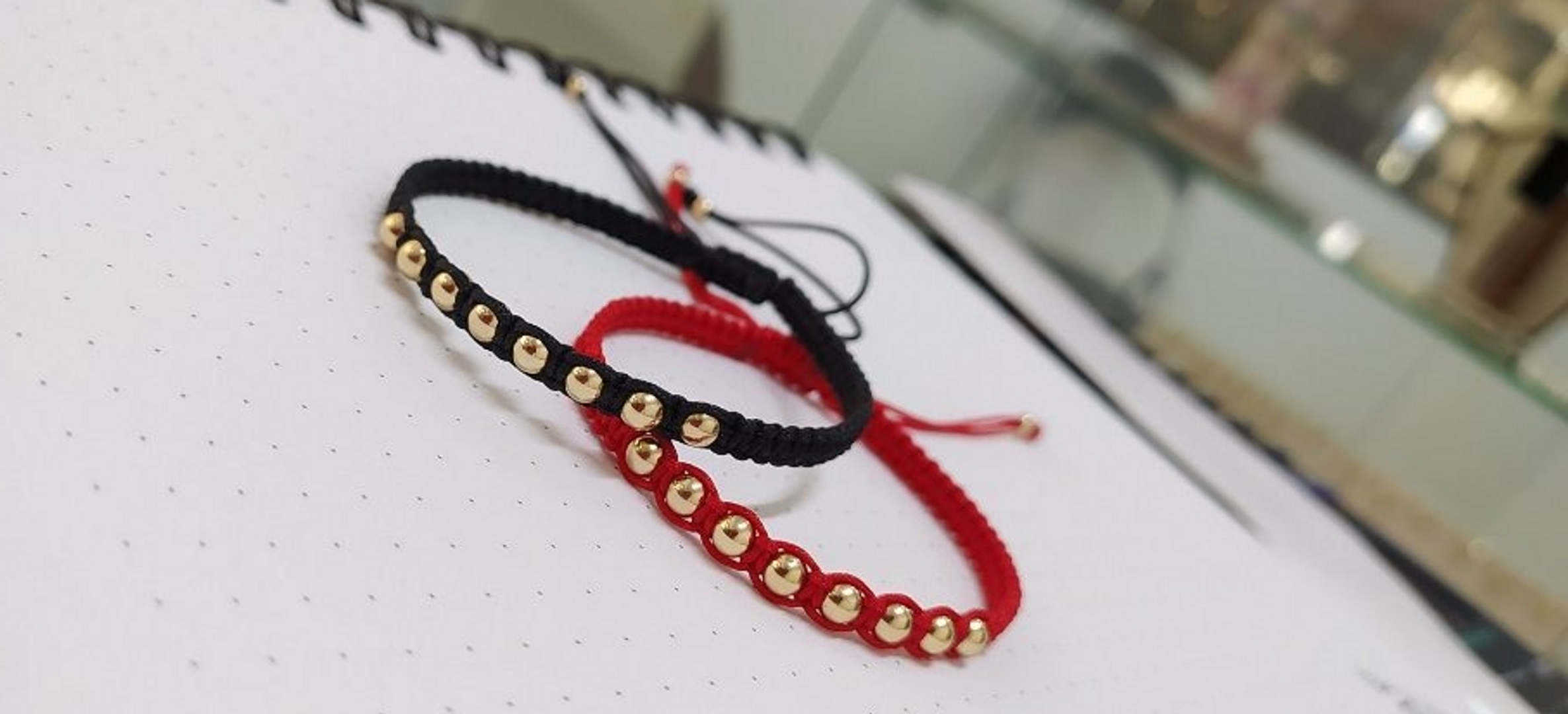 Par pulseras tejidas balin 4mm liso