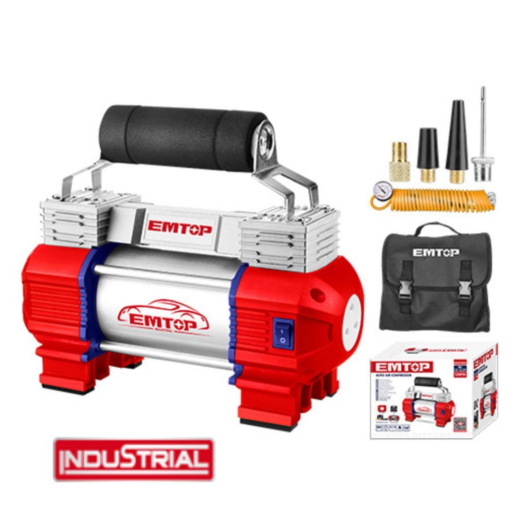 EMTOP COMPRESOR DE AIRE 12V 120PSI+ACCESORIO INDUSTRIAL