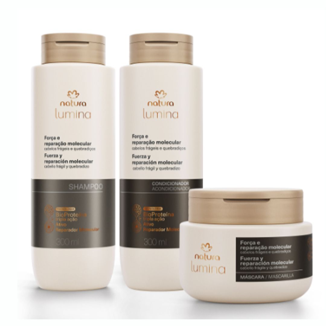 KIT SHAMPOO, ACONDICIONADOR Y MASCARILLA LUMINA FUERZA Y REPARACIÓN MOLECULAR