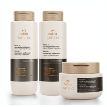 Imagen del producto KIT SHAMPOO, ACONDICIONADOR Y MASCARILLA LUMINA FUERZA Y REPARACIÓN MOLECULAR