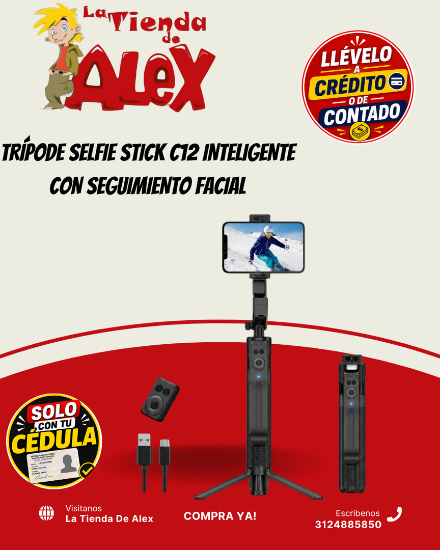 TRÍPODE SELFIE STICK C12 INTELIGENTE CON SEGUIMIENTO FACIAL