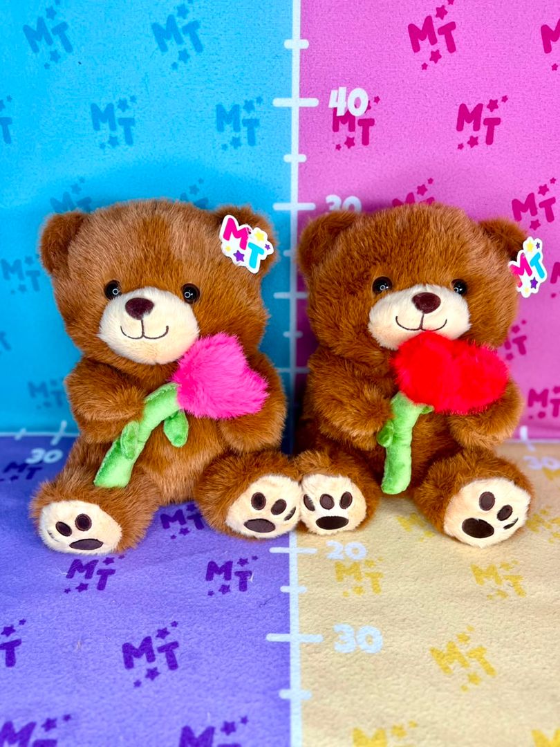Oso rosa corazon 30cm PLS