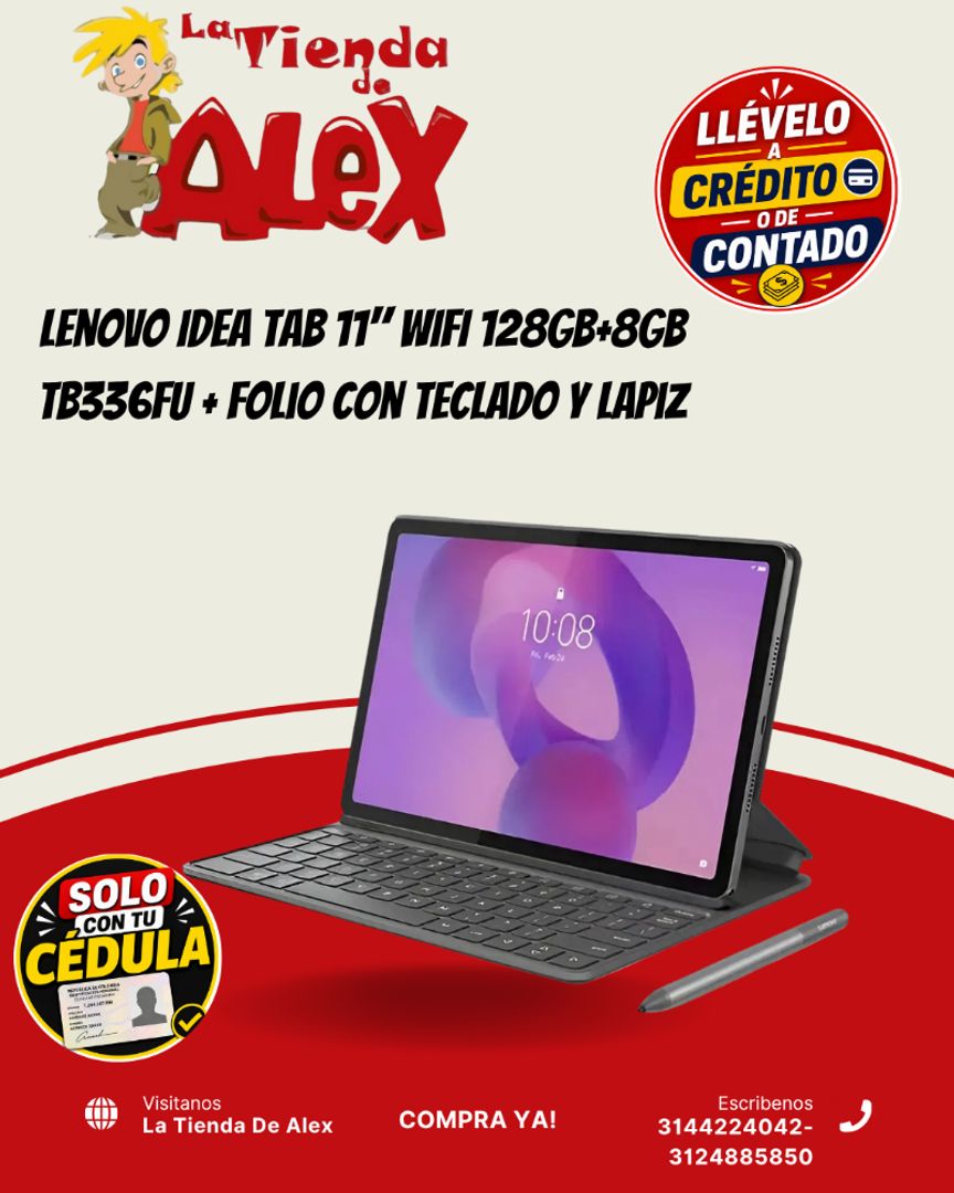 Lenovo Idea Tab 11" WIFI 128GB+8GB TB336FU + Folio con Teclado y Lapiz
