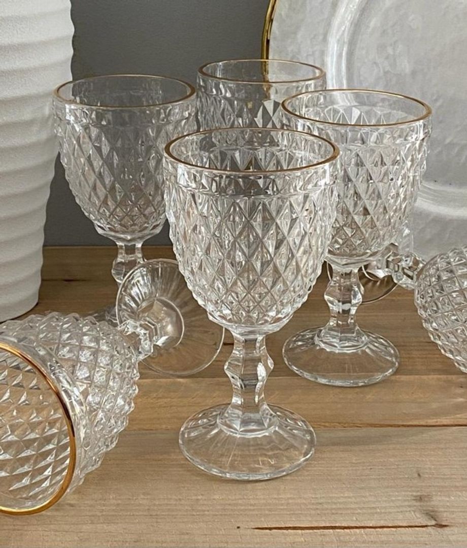 COPA rombo pequeño TRANSPARENTE FILO DORADO