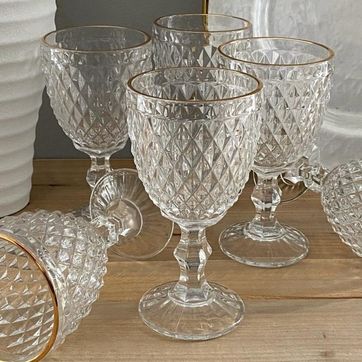 Imagen del producto COPA rombo pequeño TRANSPARENTE FILO DORADO