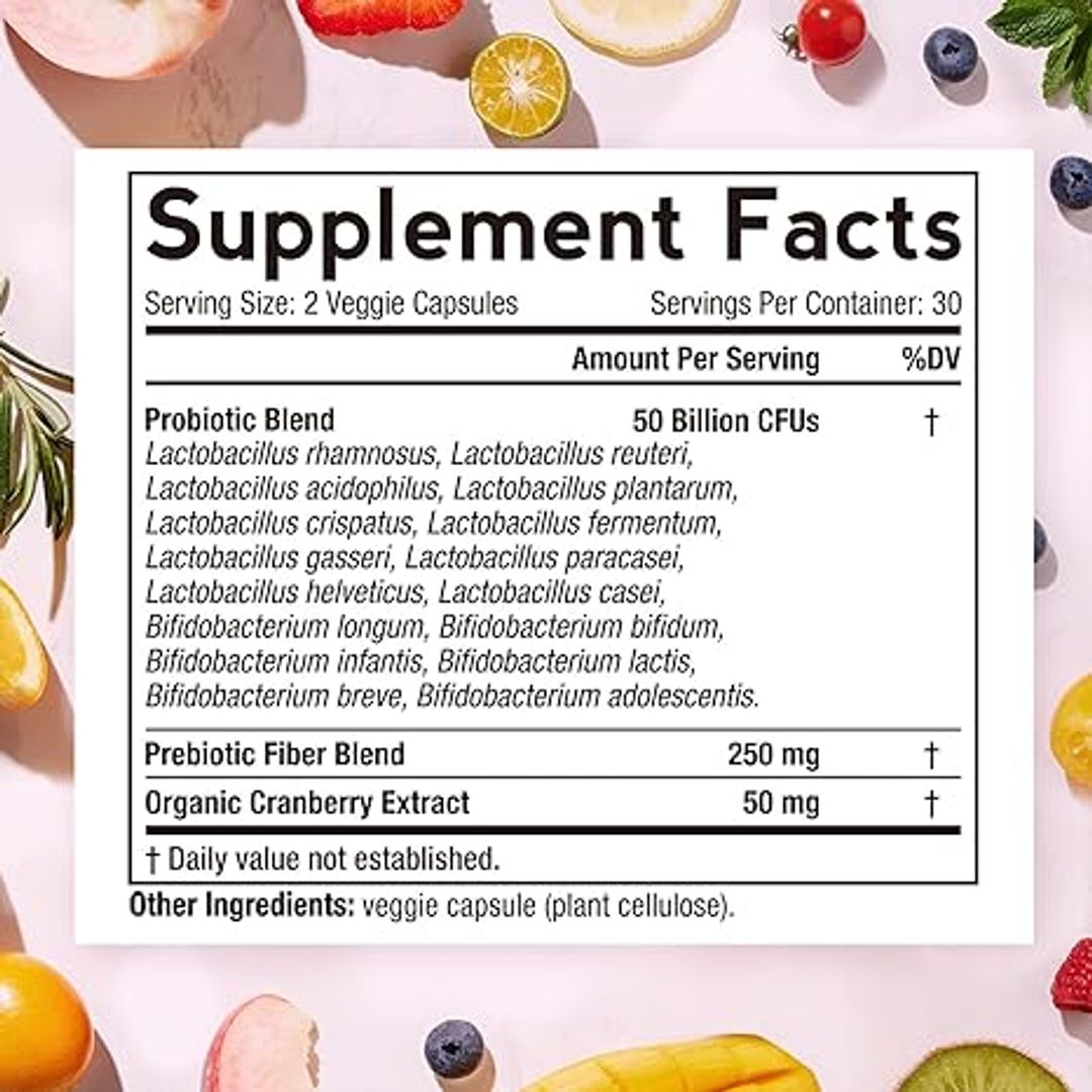 Probiótico para mujeres, 60 cápsulas con 50 mil millones de UFC, 16 cepa Doctors Recipes