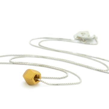 GOLD DOUBLE CRYSTAL PENDANT NECKLACE - imagen 1