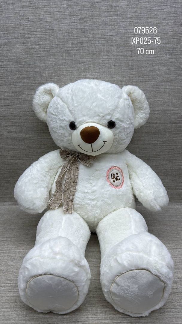 OSO BLANCO PATA LARGA BORDADO/LAZO 70 CM 