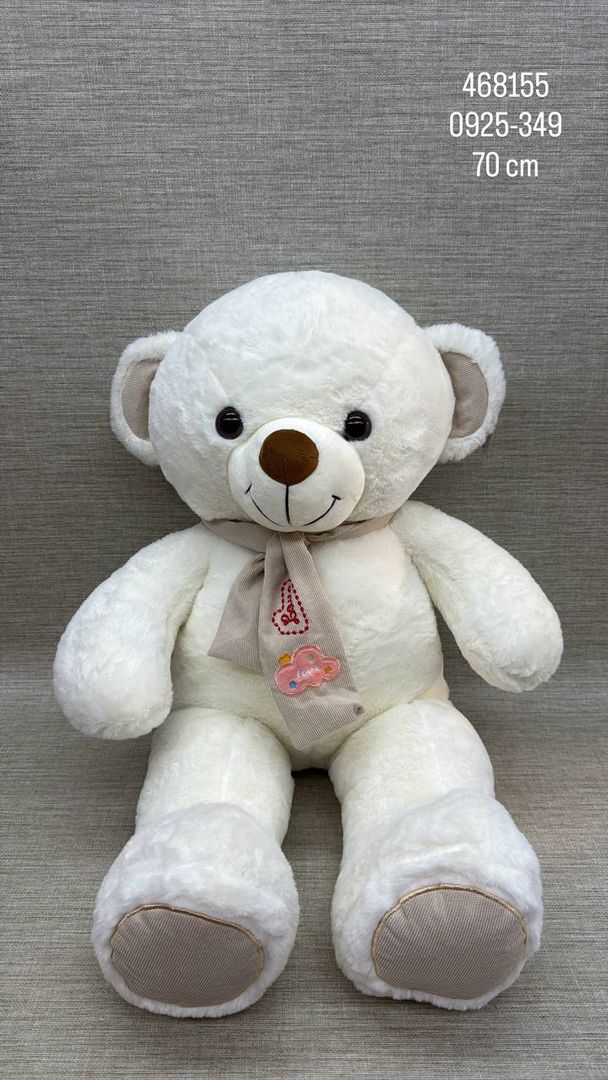 OSO PATAS LARGAS BLANCO CON BUFANDA 70 CM