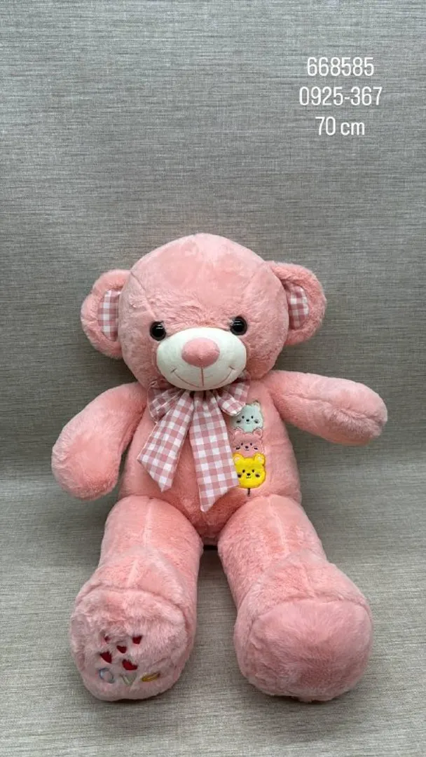 OSO PATAS LARGAS ROSA BORDADO 70 CM