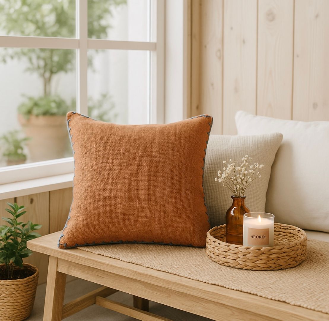 Almohadon rústico c/detalles de Lana VENDIDO