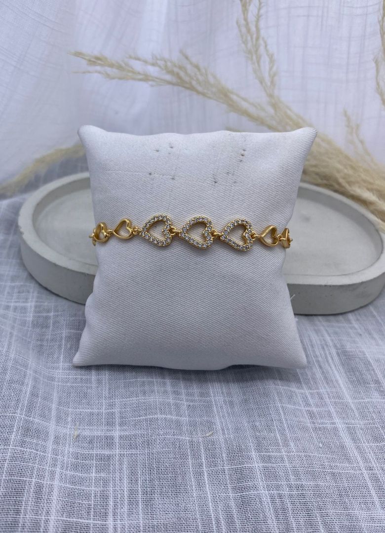 Pulsera corazones, oro rosa, covergold 