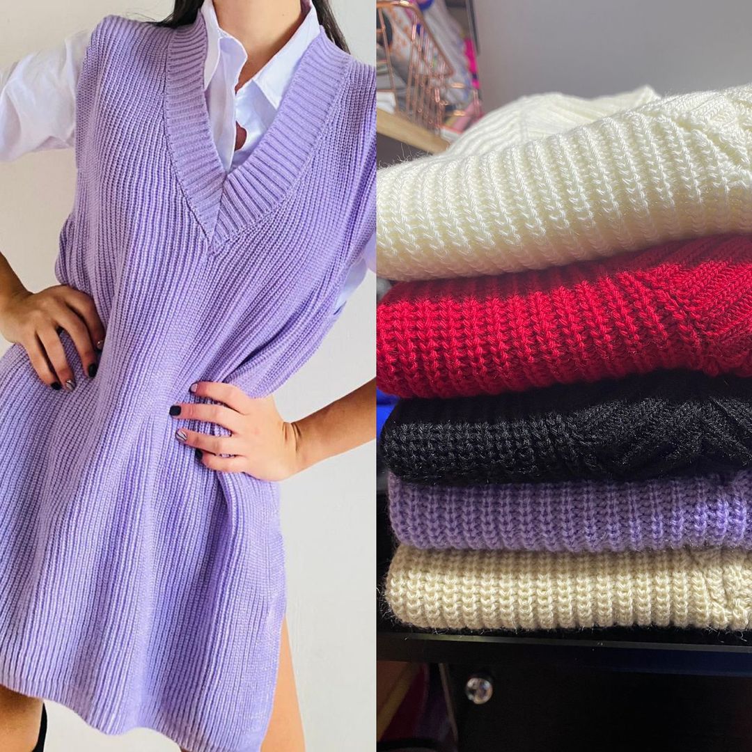 Chaleco tejido largo