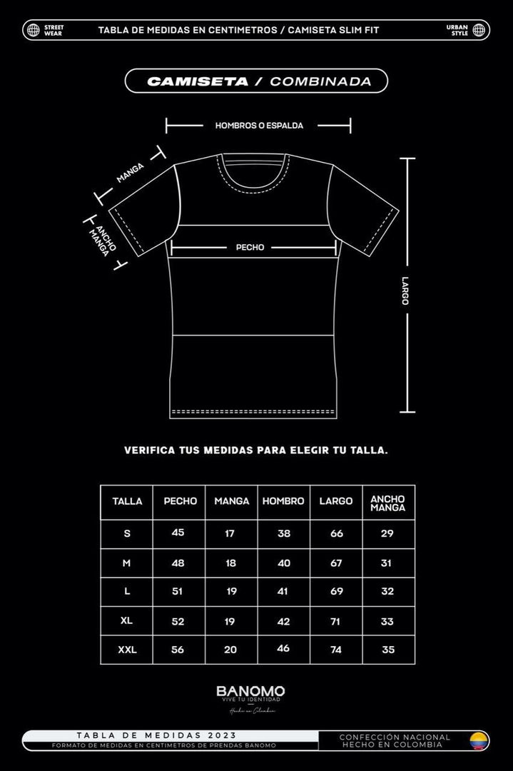 TABLA DE MEDIDAS CAMISETA SLIM FIT Y COMBINADAS