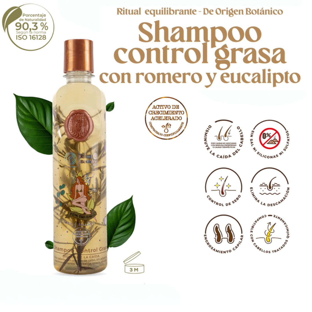 Origen Botanico Shampoo Ritual Control Grasa de Romero y Eucalipto 