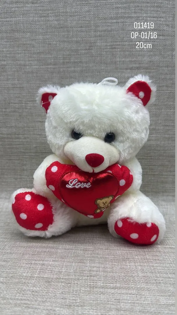 OSO CON CORAZON SURTIDO ROJO Y FUCSIA 20 CM