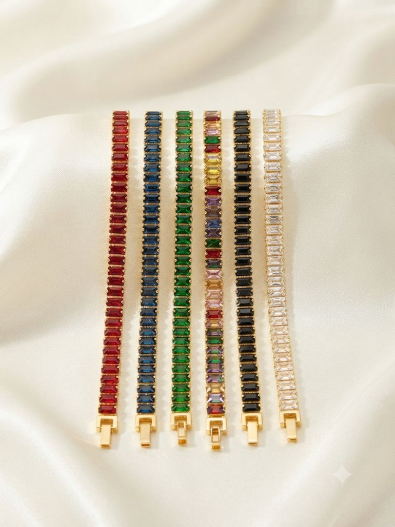 Pulsera rodio colores rectangular 