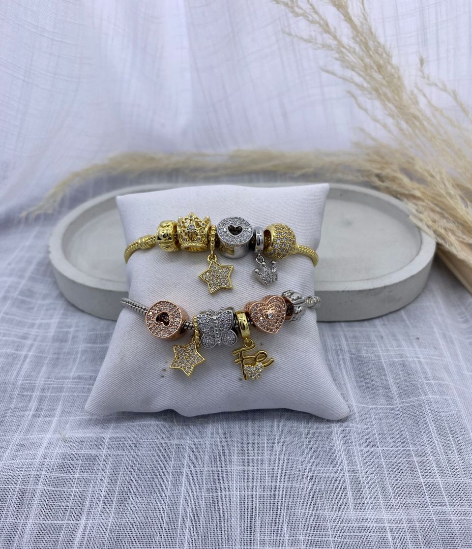 Pulsera para charms, dorado, plateado, covergold 