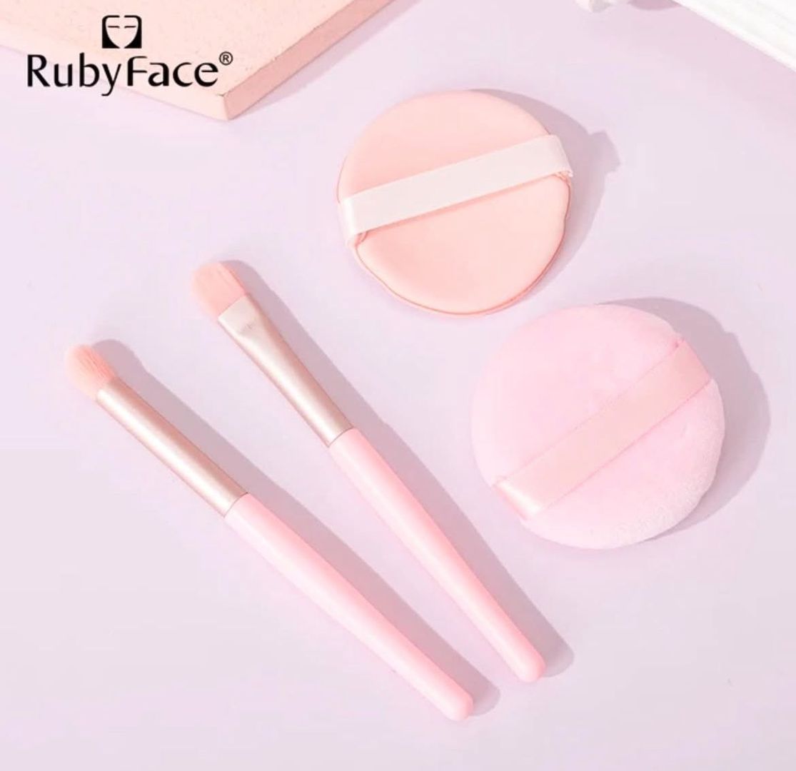 SET DE BROCHAS Y ESPONJAS DE MAQUILLAJE RUBY FACE  MINIO2PUFF