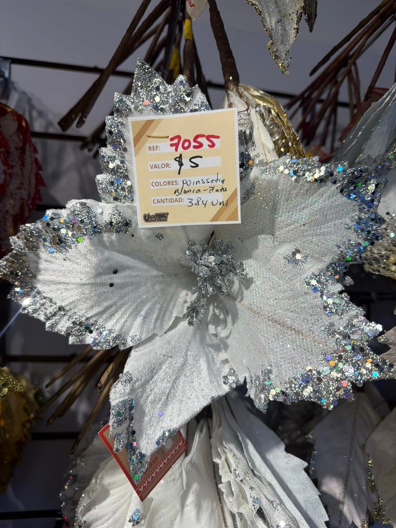 PONSETIA BLANCA CON PLATA