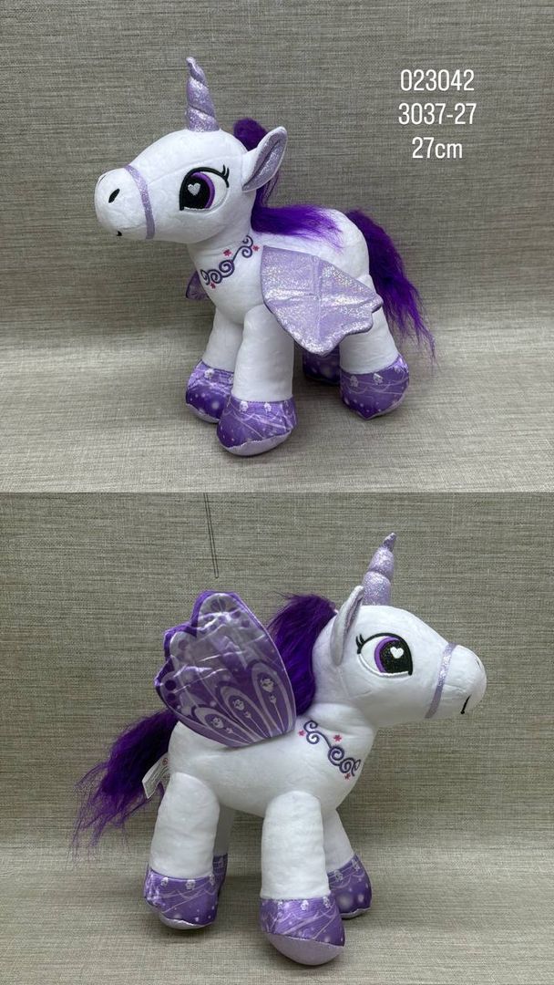 UNICORNIO BLANCO CON MORADO 27 CM