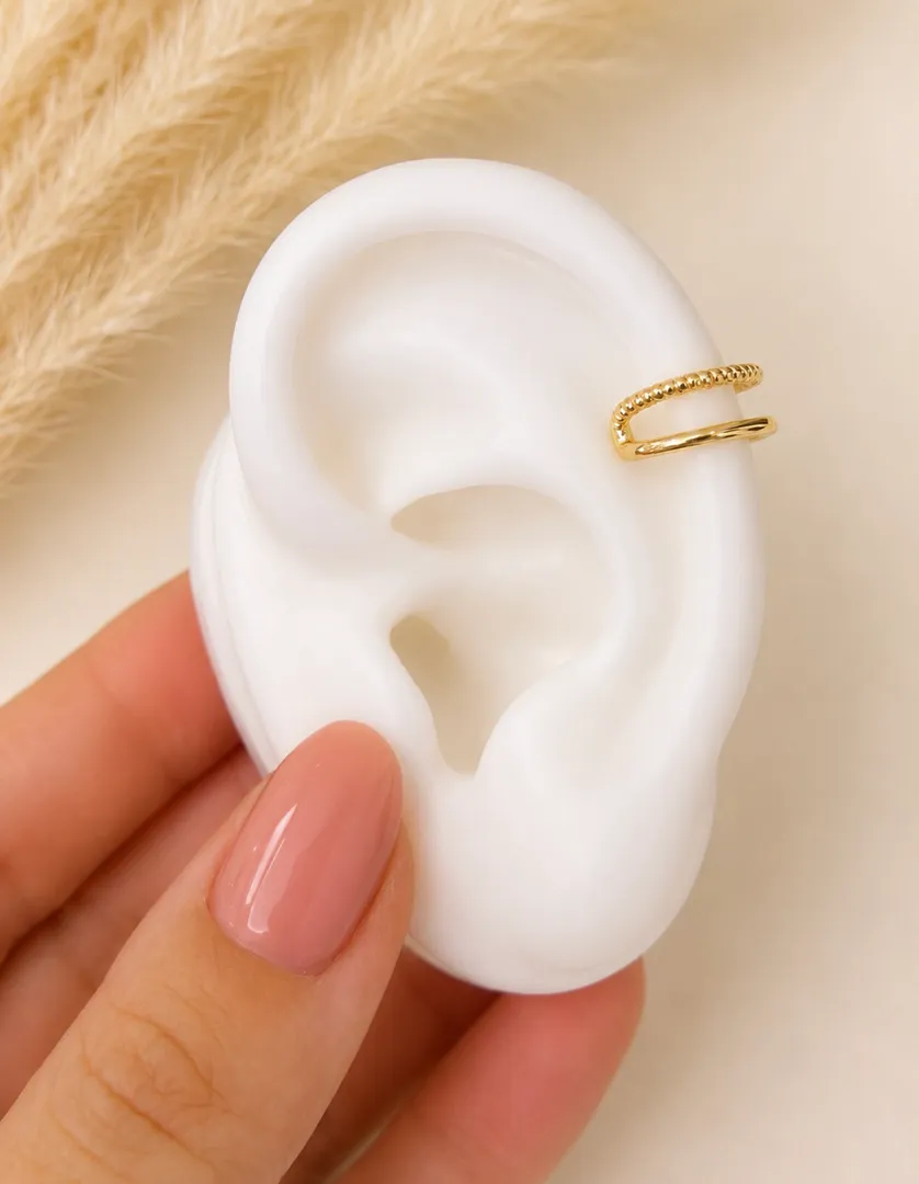 Earcuff doble línea liso 