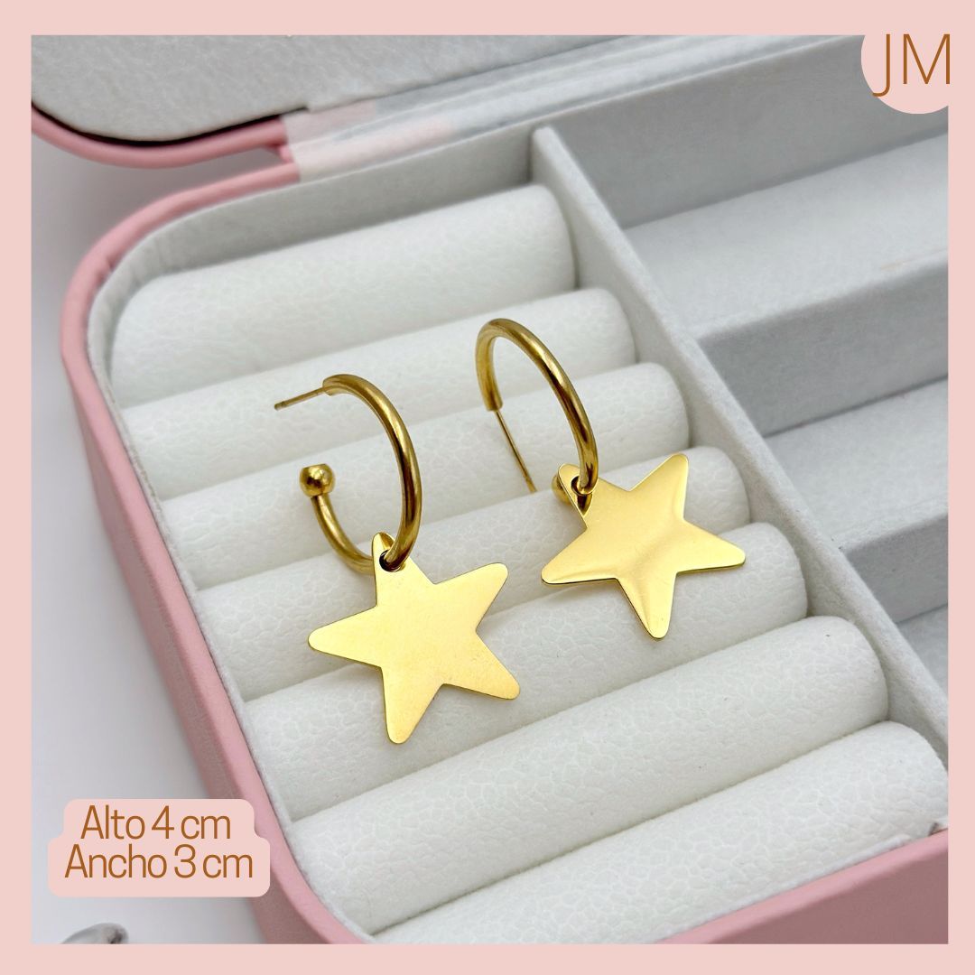 Lindos Aretes estrella Acero Inoxidable 