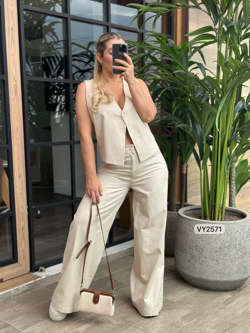 SET CHALECO Y PANTALON CRUDO VY2571