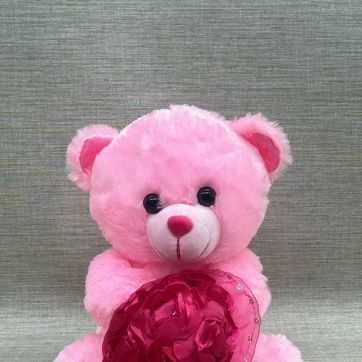 Imagen del producto OSO ROSA CON RAMO DE 30 CM 