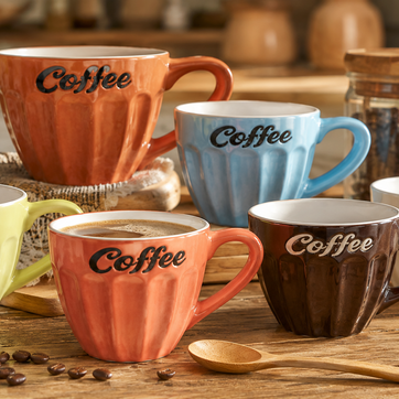 Imagen del producto POCILLO LOZA COFFE ESTRIADO-HAPPY
