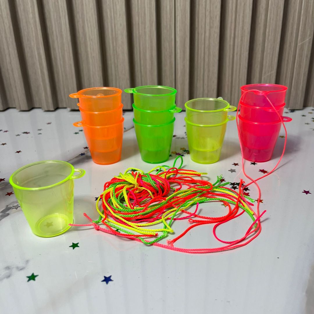 COPA SHOT NEON CON CORDON  X 12 UNIDADES