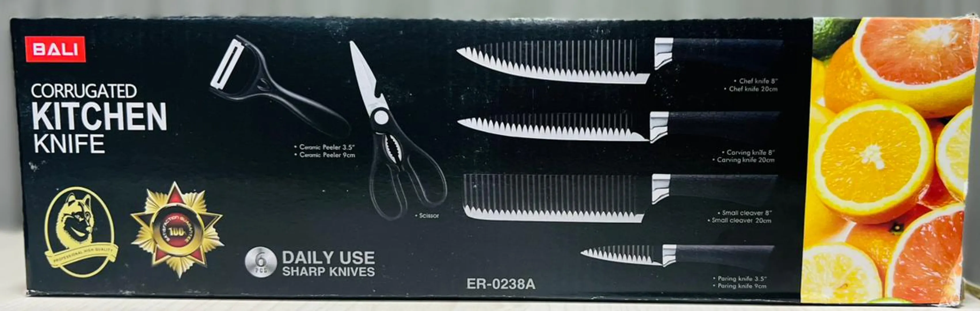 JUEGO SET CUCHILLOS LUJO 6 PIEZAS CON PELADOR