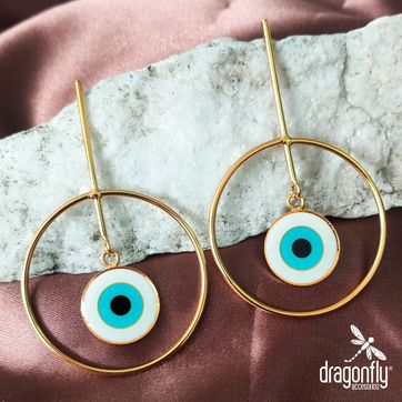 Imagen del producto Aretes en bronce pendiente ojo resinado