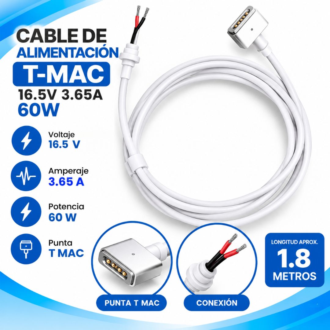 Cable de alimentación T-Mac 60W – 16.5V 3.65A