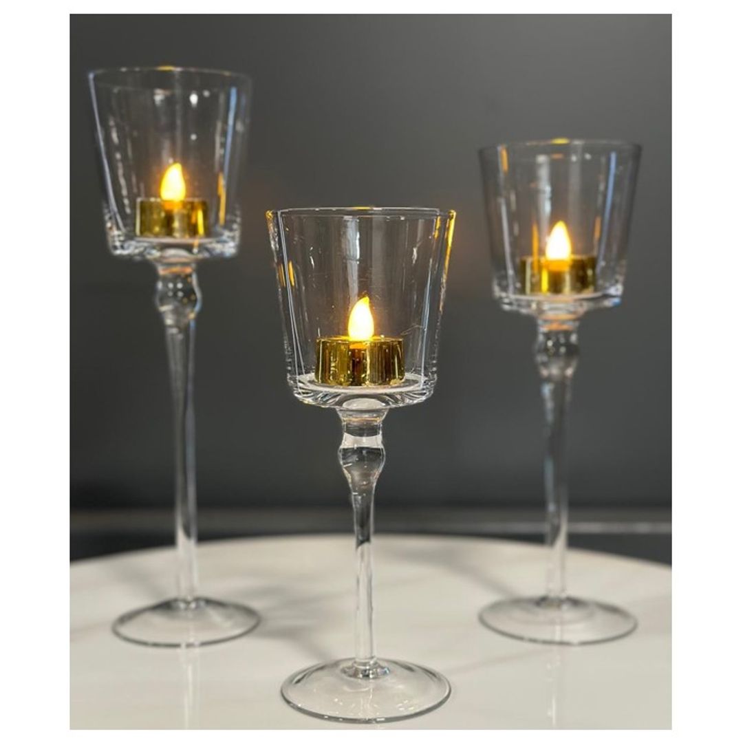 Set Candelabros de Cristal Transparente