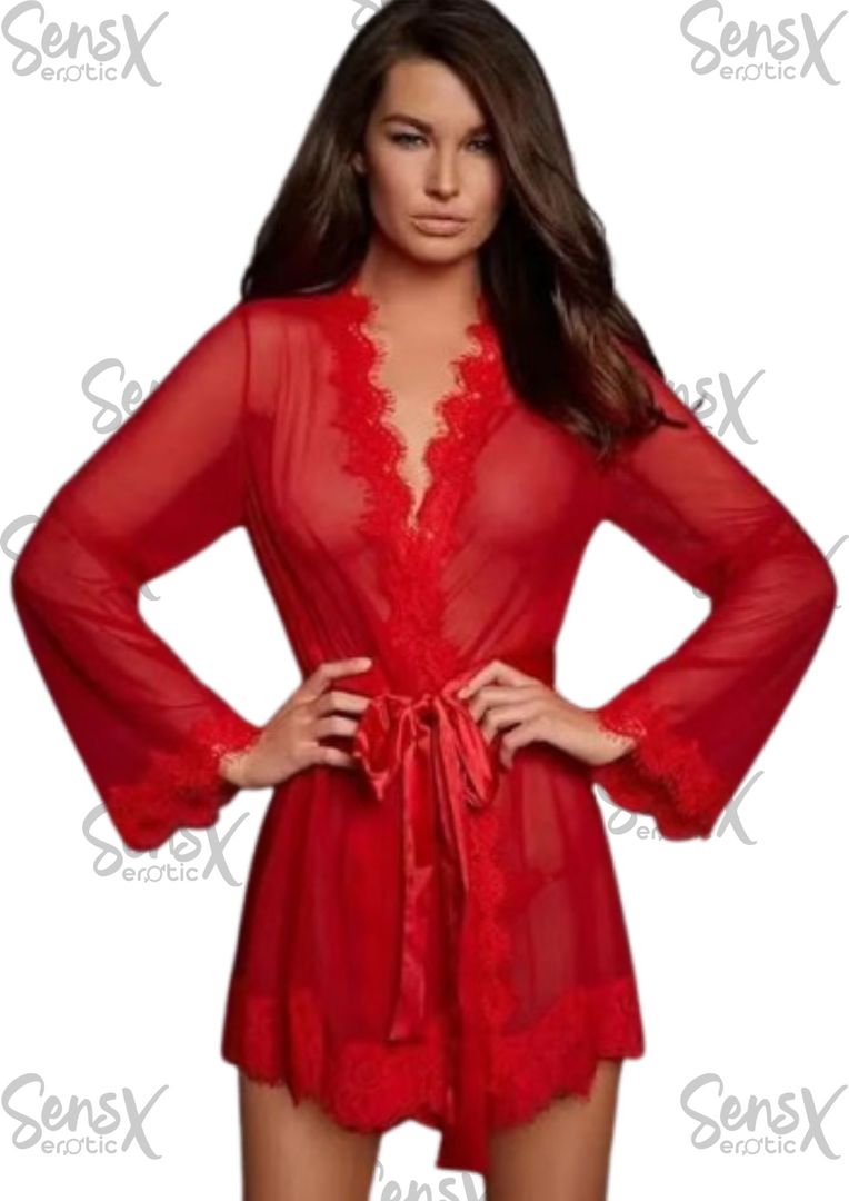 Baby Doll Bata Sexy Con Tanga Y Cinturon