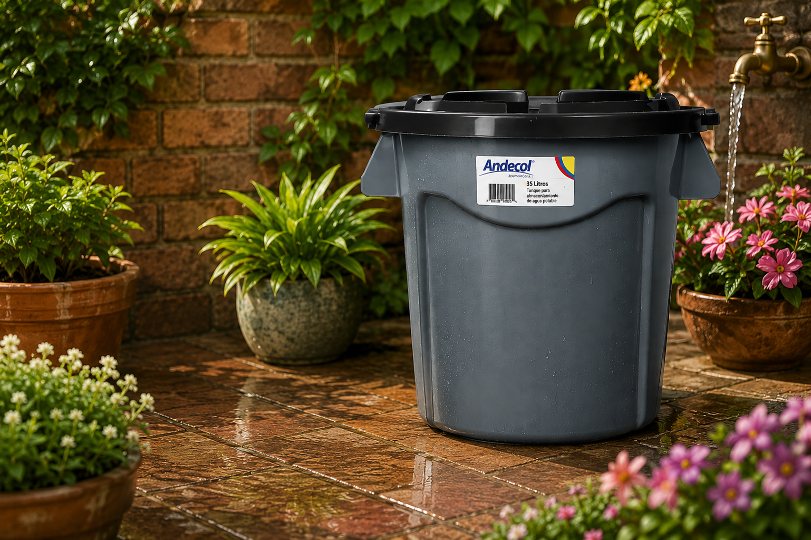 ECOTANQUE 35 LTS GRIS  C/TAPA-A.COL