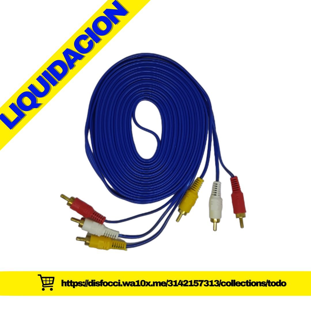 CABLE RCA 3x3 DE 5MTS AZUL