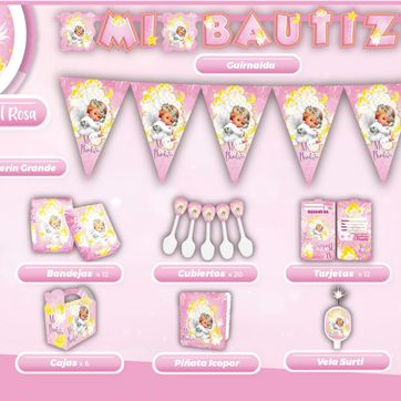 Imagen del producto DECORACIÓN BAUTIZO ROSA ANGELITO BEBÉ 