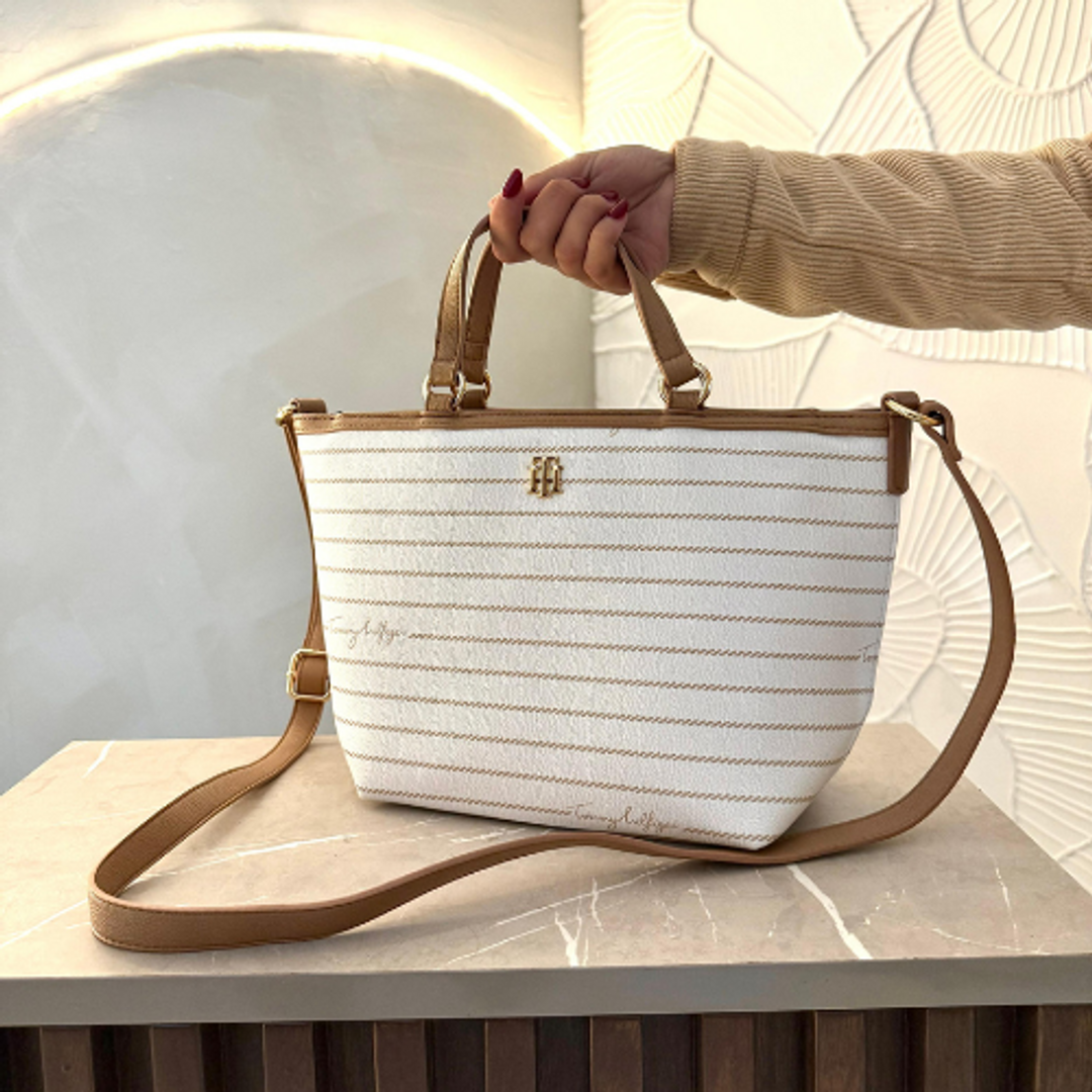 Cartera Tommy Blanco/Marrón