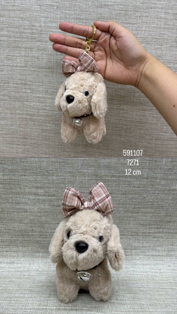 LLAVERO DE PERRITA CON MOÑO SURTIDA 12 CM 