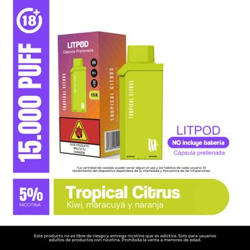 Imagen del producto Pod Lit Tropical Citrus 15.000 Puffs Recarga