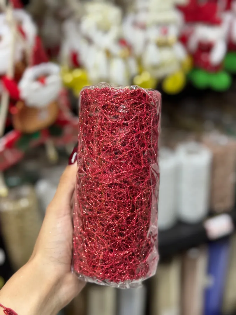 Rollo de Malla Decorativa Calada con Glitter