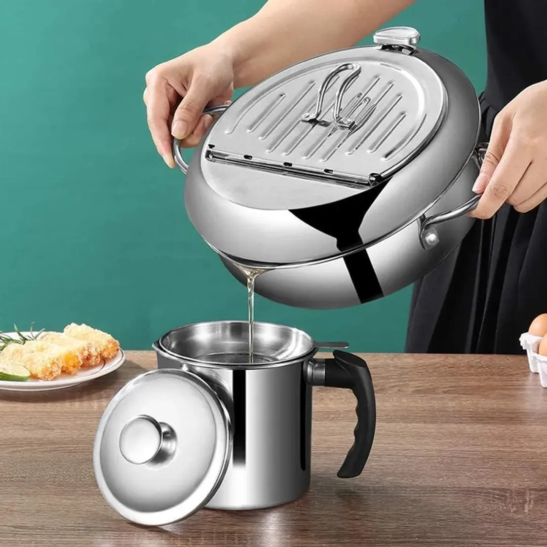 OLLA FREIDORA JAPONESA EN ACERO INOXIDABLE CON TERMOMETRO 2.2L