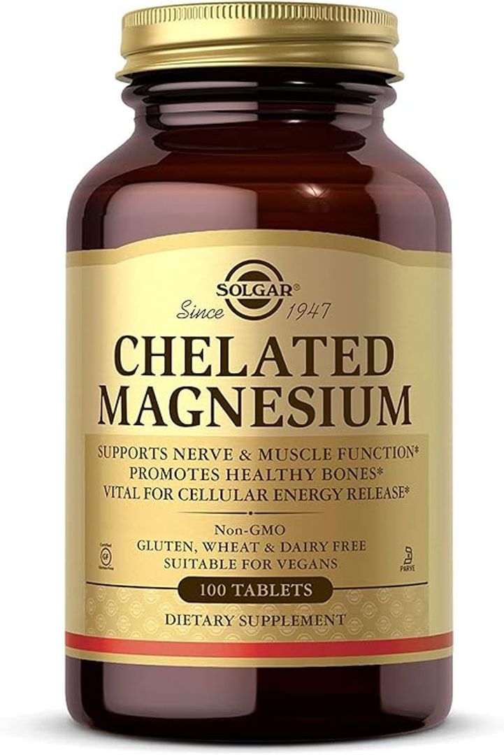 Magnesio quelado CHELATED 400mg 100 tabletas SOLGAR